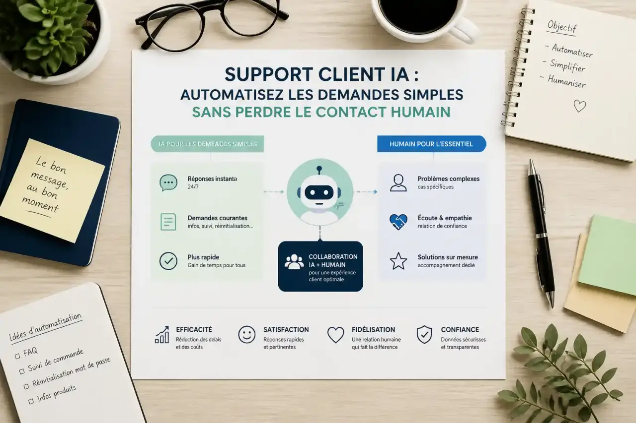 Support client IA : automatisez les demandes simples sans perdre le contact humain