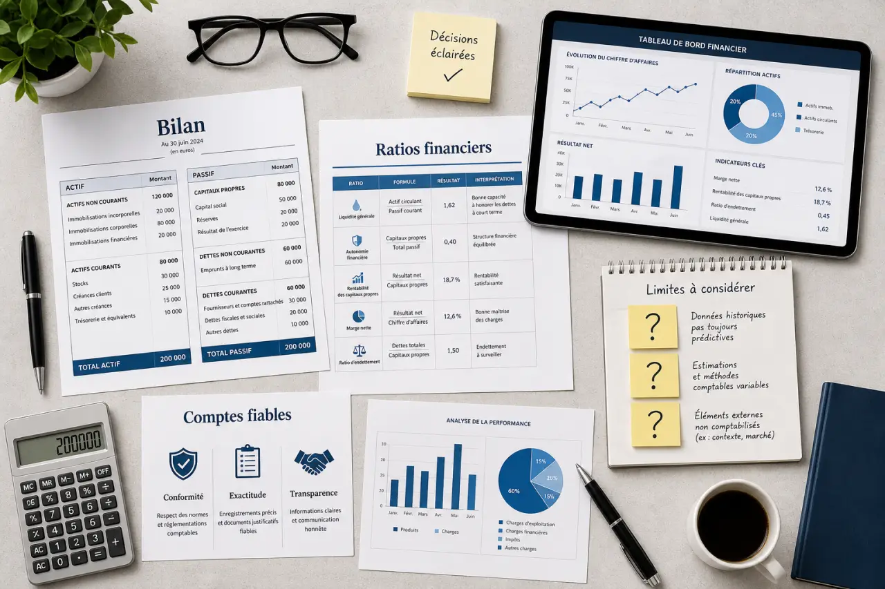 Comptabilité financière : bilan, ratios et limites pour décider avec des comptes fiables