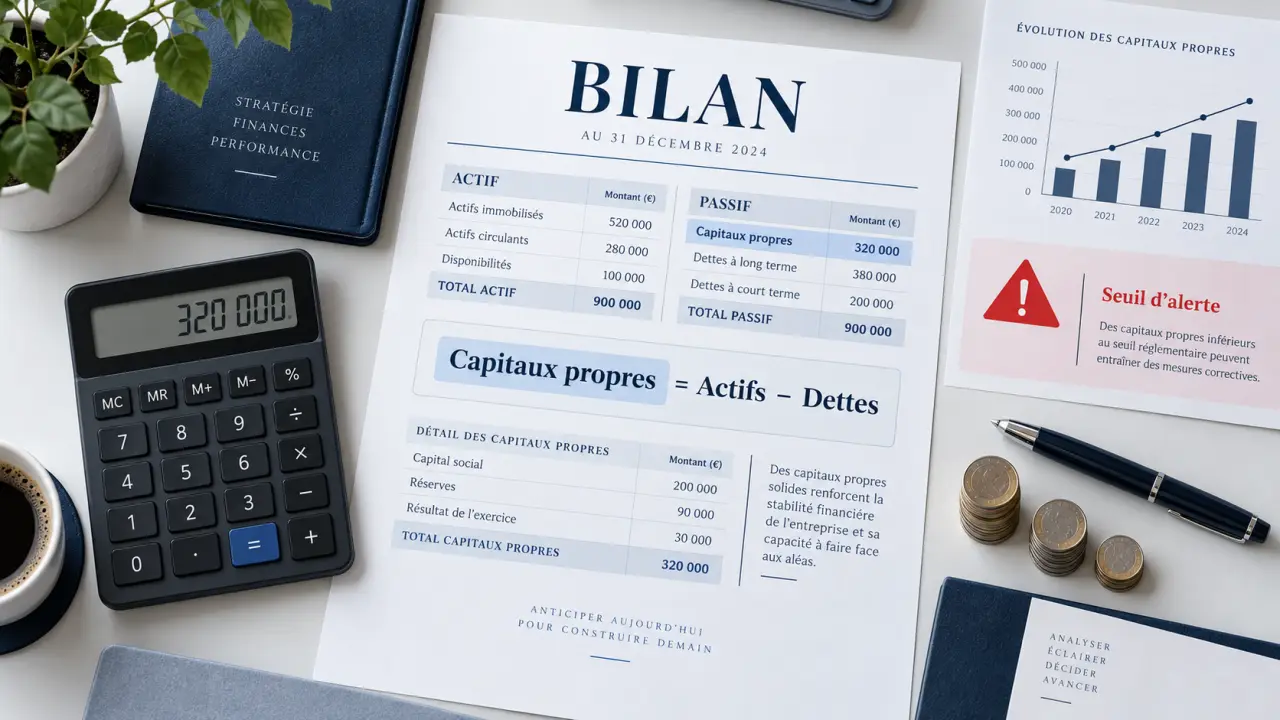 Calcul des capitaux propres : formule, lecture du bilan et seuil d’alerte juridique