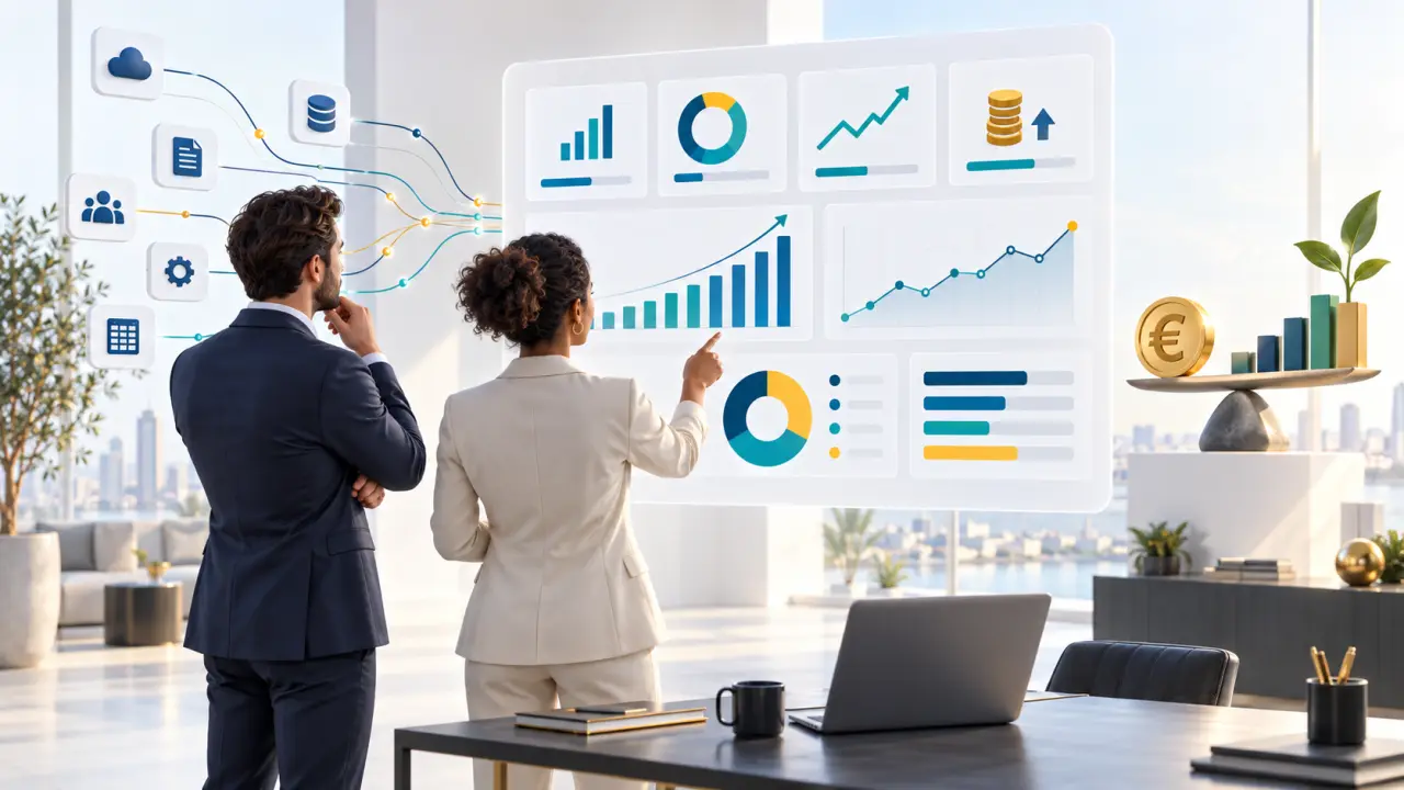 Tableau de bord de Business Intelligence présentant des indicateurs de performance