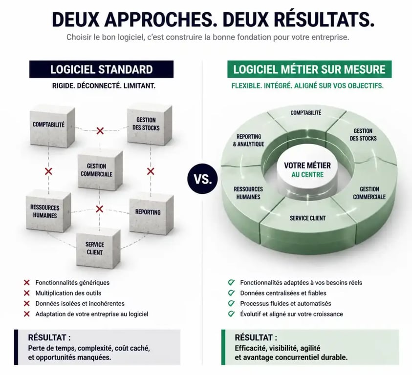Comparatif logiciel métier sur mesure versus logiciel standard pour entreprise