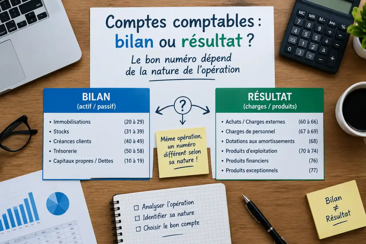 Comptes comptables : bilan ou résultat, le bon numéro dépend de la nature de l’opération