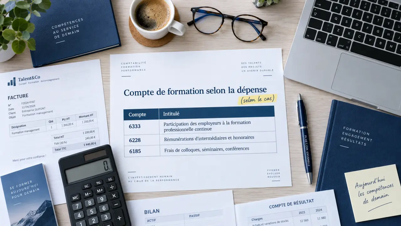 Le compte de formation dépend de la dépense : 6333, 6228 ou 6185 selon le cas