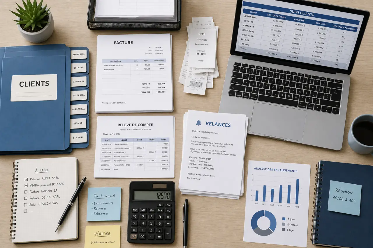 Gestion administrative et comptable des clients : documents, relances et justification des comptes