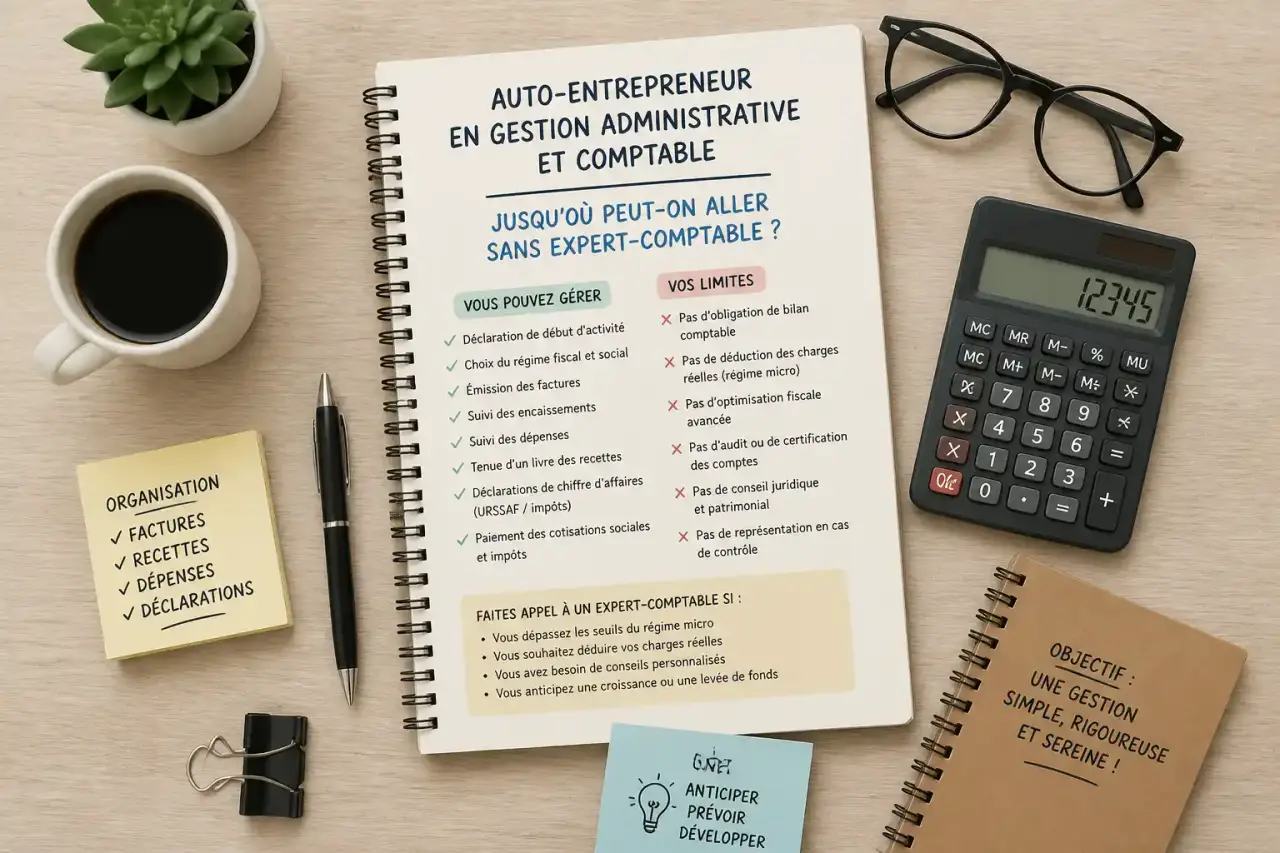 Auto-entrepreneur en gestion administrative et comptable : jusqu'où peut-on aller sans expert-comptable ?