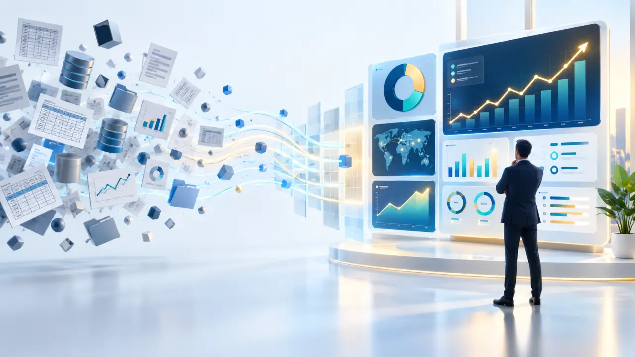 Tableau de bord Business Intelligence affichant des indicateurs de performance