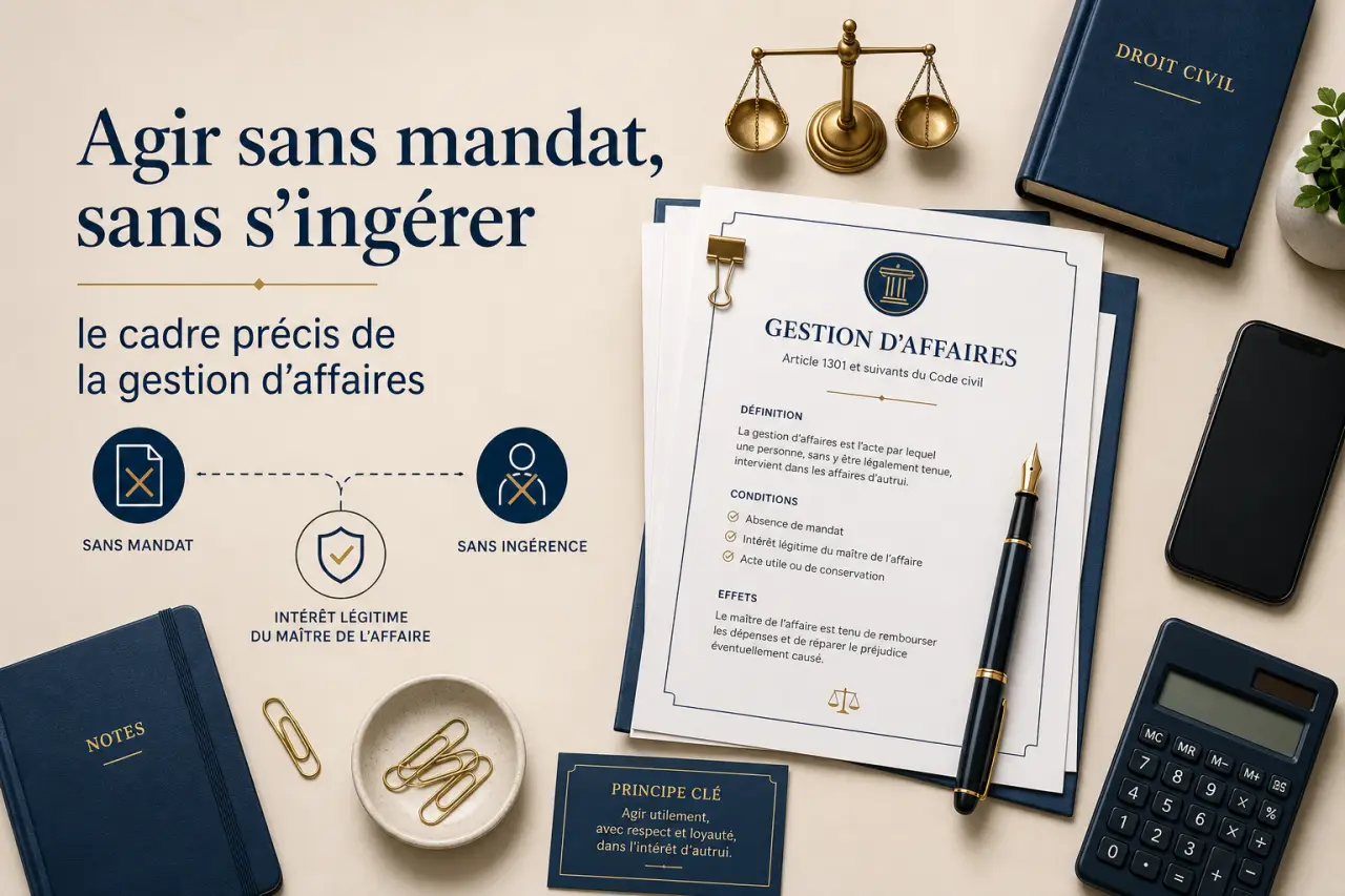 Agir sans mandat, sans s’ingérer : le cadre précis de la gestion d’affaires